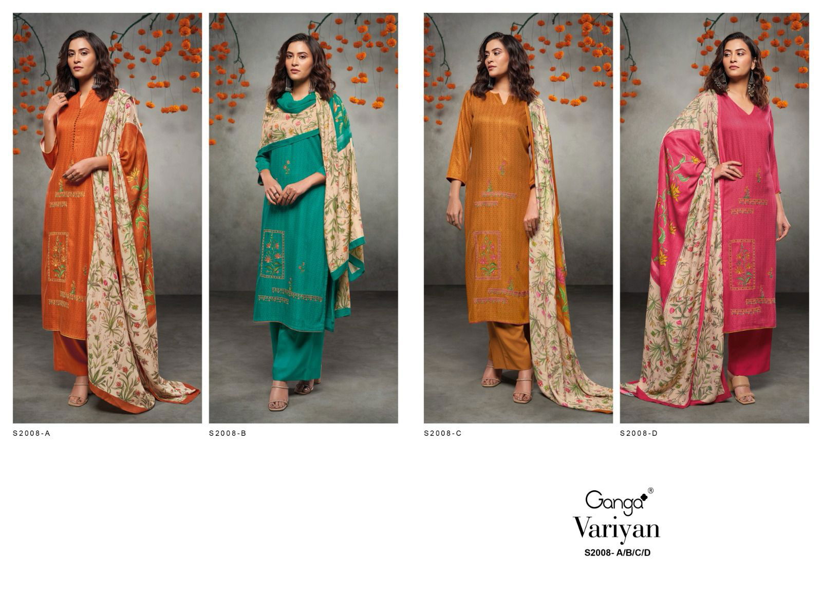 Variyan 2008 By Ganga Printed Pashmina Dress Material